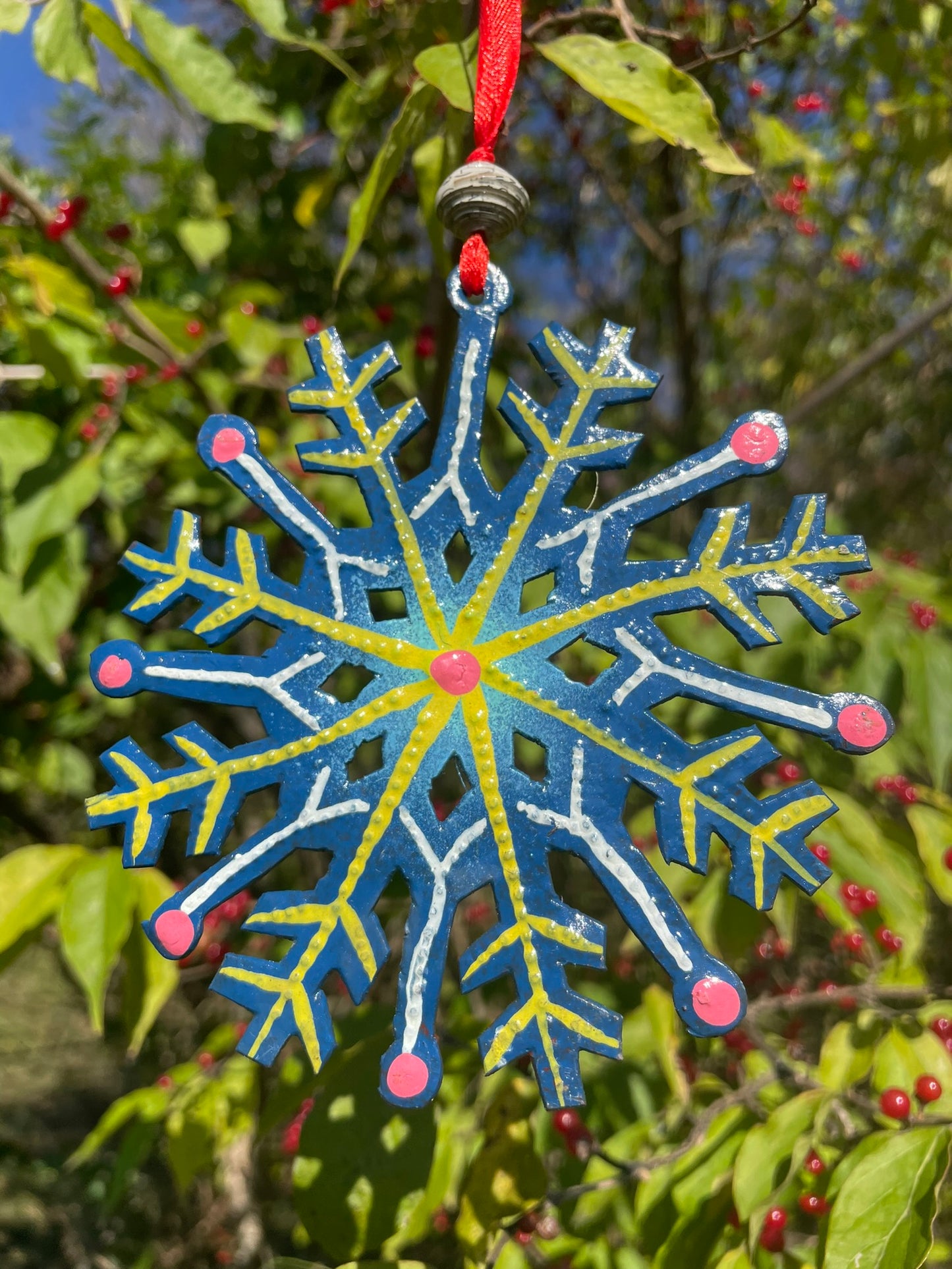 4" Blue Snowflake Ornament